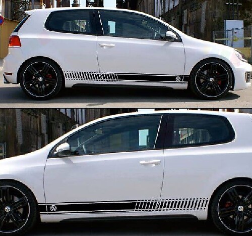 Checkered Side Stripe Vinyl Decal Kit for Volkswagen VW Golf GTI MK1-MK7