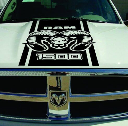 Hemi Style Hood Vinyl Stripes Decal for Dodge Ram 1500 2500HD 3500HD