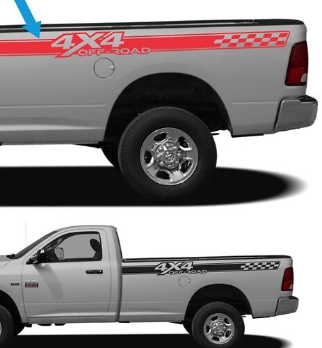 4x4 Off Road Checkered Stripes Bedside Vinyl Decal Sticker for Dodge Ram 1500