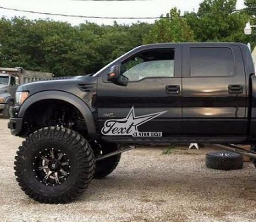 Text Custom Text Script Lettering Star Lower Side Door Vinyl Decal Kit for Musclecar truck power truck