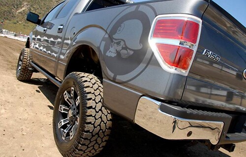 Metal Mulisha Skull in Helmet Bedside Vinyl Decal Sticker for Dodge Ram 1500
