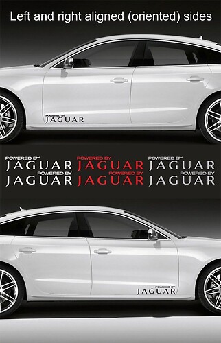 2pcs Powered by JAGUAR 15  wide Vinyl Decal Sticker Emblem Logo Graphic