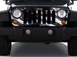 US flag black and white Grill Wrap Vinyl Decal fits to Wrangler Rubicon TJ LJ JK Unlimited