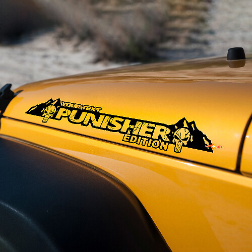 Punisher Edition Lettering Hood Vinyl Decals for Jeep Wrangler 1