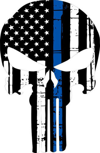 Punisher Skull American Flag Police Blue Line Decal -