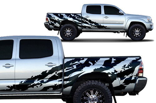 Toyota Tacoma 2005-2018 Short Bed Custom Half Side Decal Truck Wrap - SHRED