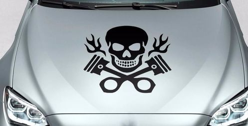 AUSTIN MINI Pistons Skull Sticker vinyle 
