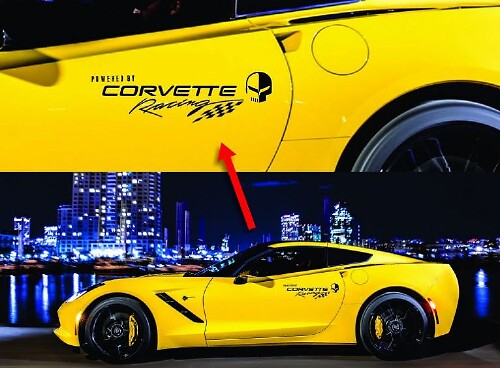 Corvette Racing Style Door Logo Vinyl Decal Pair for Chevrolet Corvette