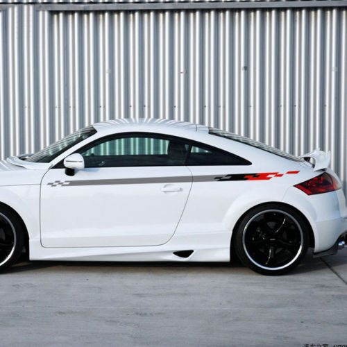 Checkered Racing Stripes Side Vinyl Decal Kit for Audi Honda Cars