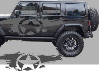 Distressed star side body decal kit to fit jeep wrangler style