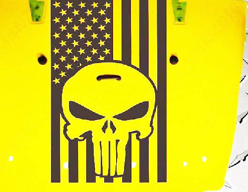 American Flag Punisher Skull Hood Vinyl Decal for Jeep Wrangler