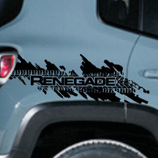 Jeep Renegade Distressed Tire Splash Graphic Vinyl Decal Sticker Side Chrome