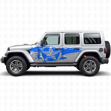 Distressed USA Flag Star Side Vinyl Decal Kit for Jeep Wrangler_2