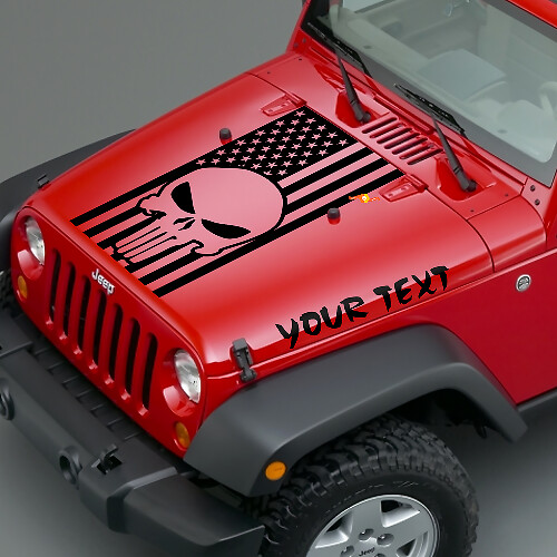 Punisher Skuss & USA Flag Hood Vinyl Decals for Jeep Wrangler