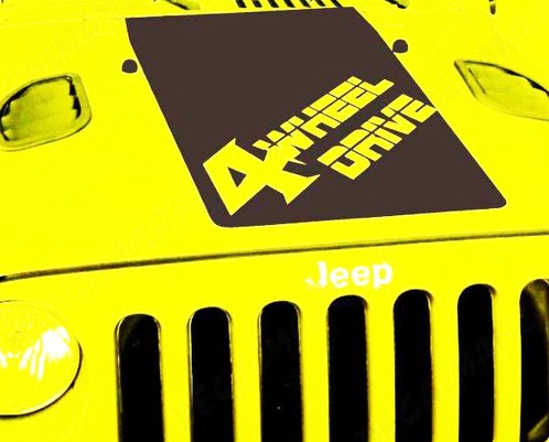 Jeep Wrangler Blackout 4 WHEEL DRIVE Vinyl Hood Decal JK JKU TJ LJ