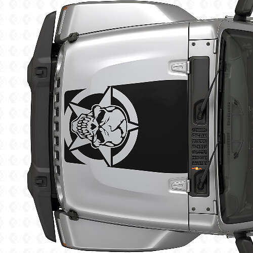 Military Skull Star Hood Vinyl Decal for Jeep Wrangler JK JKU TJ LJ