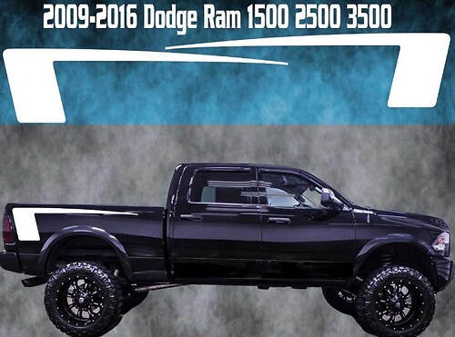 2009-2016 Dodge Ram Quarter Vinyl Sticker Decal Graphic Truck Bed Stripes Hemi Hockey