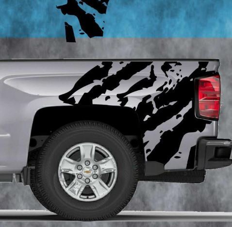 2014 2015 2016 Chevy Silverado Vinyl Decal Sticker Ripped Graphic Stripe Wrap