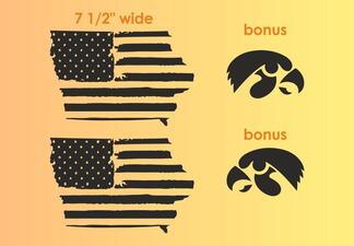 Jeep Map of Iowa a state of United States flag Distressed Wrangler Left and Right decals