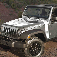 Biohazard Style Stripes Hood Blackout Vinyl Decal Kit for Jeep Rubicon 2