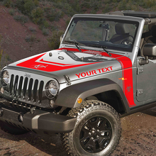 Biohazard Style Stripes Hood Blackout Vinyl Decal Kit for Jeep Rubicon 3