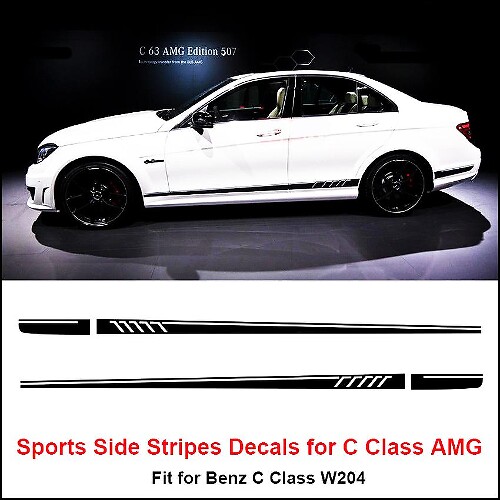 Side Stripes Decals Sticker for Mercedes Benz W204 C Class AMG