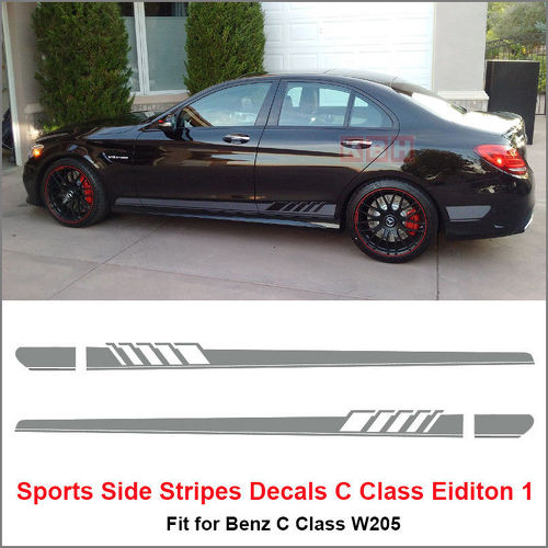 Side Stripe Decal Sticker Mercedes Benz W205 C Class AMG Silver Gray any colors