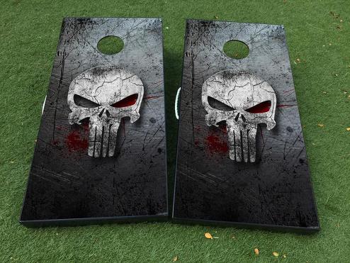 Punisher skull Cornhole Board Game Decal VINYL WRAPS with LAMINATED
