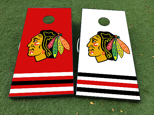 Chicago Blackhawks Style Cornhole Board Vinyl Wrap Decal Set