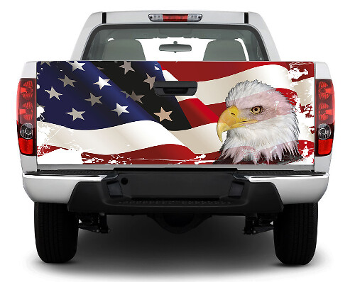 USA Flag & Bald Eagle Tailgate Vinyl Decal for Pick-up Trucks SUVs