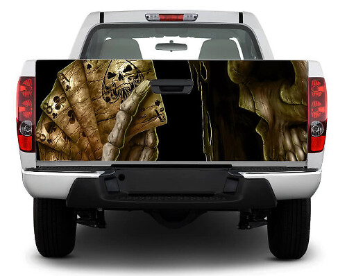 Skull Playing Poker Tailgate Vinyl Decal for Trucks