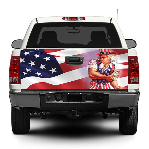Uncle Sam USA Flag Tailgate Vinyl Decal Sticker for Trucks SUVs