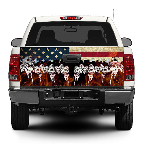 Zombie & USA Flag Tailgate Vinyl Decal for Pick-up Trucks SUVs