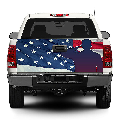 American Flag and Soldier Tailgate Vinyl Decal for Trucks