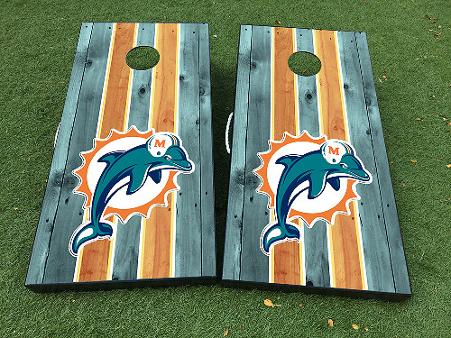 Miami Football Team Cornhole Board Vinyl Wrap Decal Set