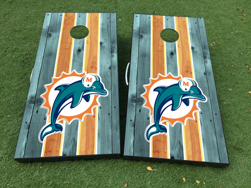 Miami Dolphins Football Cornhole Board Game Decal VINYL WRAPS with LAMINATED