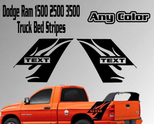Custom Text Truck Bed Stripes Flames Vinyl Decal Sticker for Dodge Ram Daytona 1500 2500