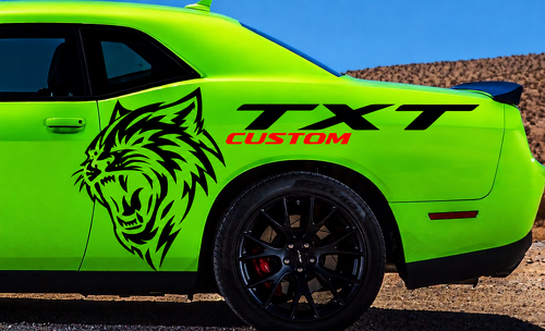 CUSTOM Cat Quarter Graphic Side Vinyl Decal Sticker for Dodge Challenger SRT, Hellcat