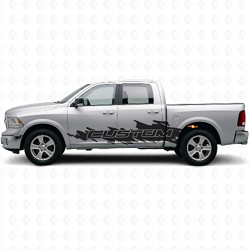 Custom Lettering Splash Style Side Vinyl Decal Kit for Dodge Ram Truck