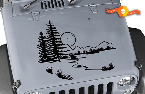 Nature Landscape Hood Vinyl Decal Sticker for Jeep Wrangler