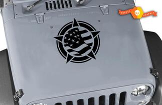 Jeep Wrangler TJ LJ JK JKU YJ Flag Star Kit Set Hood Vinyl Decal Car-Truck