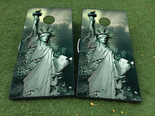 Statue of Liberty USA Cornhole Board Game Sticker Decal VINYL WRAPS with LAMINATED