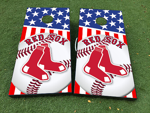 Boston Red Sox Baseball Cornhole Board Vinyl Wrap Decal Set