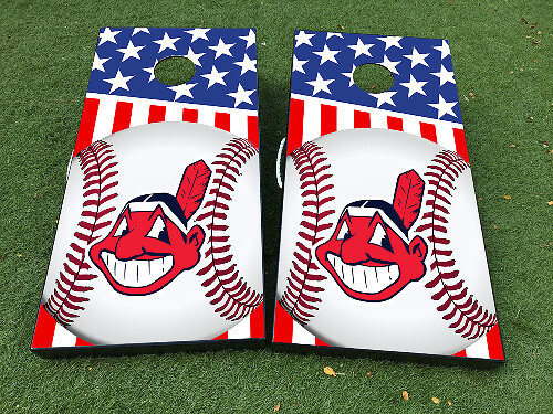 Cleveland Indians Baseball Cornhole Board Vinyl Wrap Decal Set