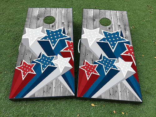 Independence Day Patriotic Stars Cornhole Board Vinyl Wrap Decals Set