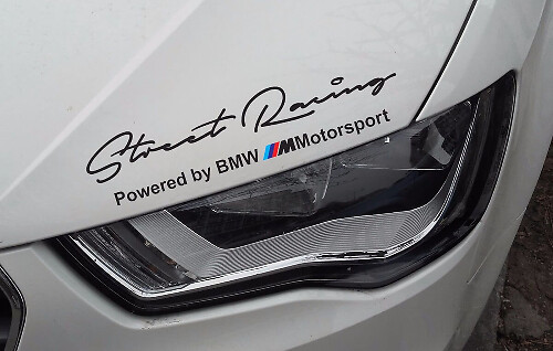 Street Racing M-Style Hood Headlight Vinyl Decal Set for BMW Cars