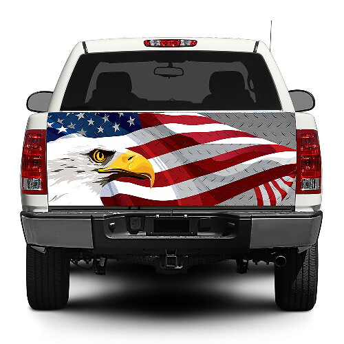 Bald Eagle USA Flag Tailgate Vinyl Decal Sticker