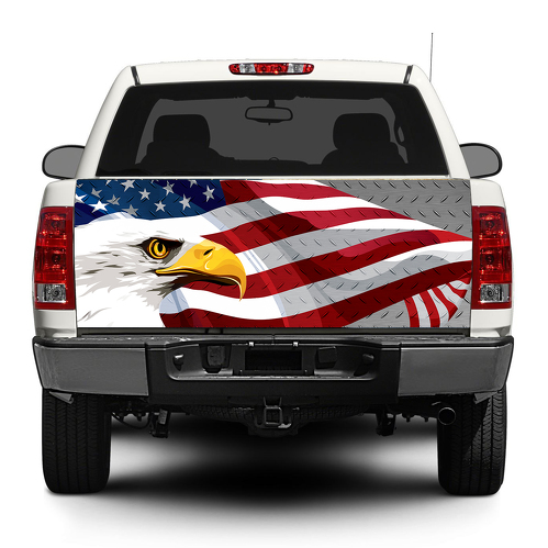 American Eagle USA Bandiera Acciaio Acciaio Tailgata Decalcomania Autoadesivo Wrap Pick-up Truck Suv