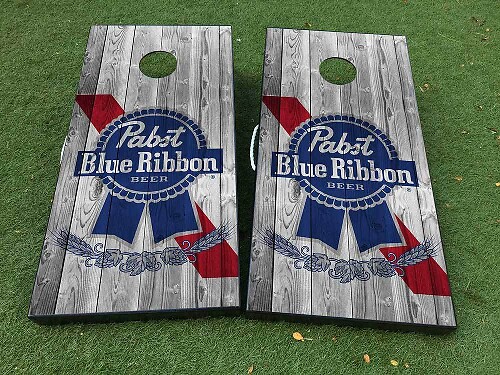 Pabst Blue Ribbon Cornhole Board Vinyl Wrap Decal Set