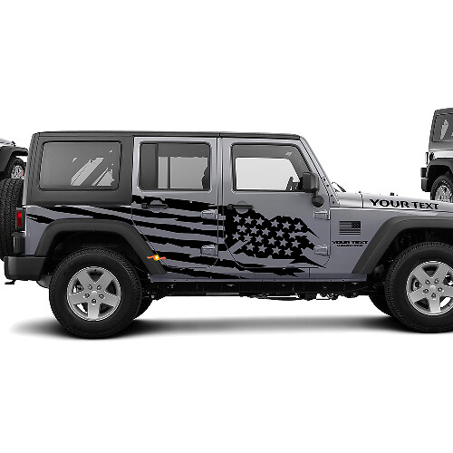 Distressed US Flag Side Vinyl Sticker Decal for Jeep Wrangler Unlimited JK 
